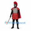Roman Soldier Mascot Costume with Silver Armor and Red Cape