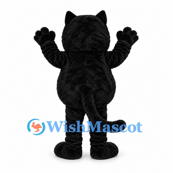 Black Cat Mascot Costume with Gray Belly and Pink Paw Pads