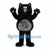 Black Cat Mascot Costume with Gray Belly and Pink Paw Pads