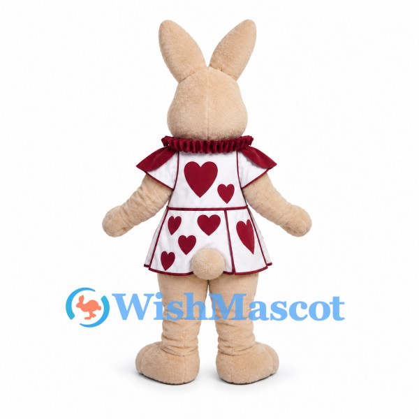 Rabbit Mascot Costume with White Heart Print Dress