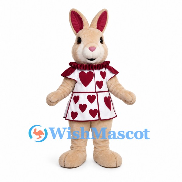 Rabbit Mascot Costume with White Heart Print Dress