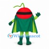 Ladybug Superhero Mascot Costume with Black Eye Mask and Green Cape