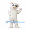 White Cat Mascot Costume with Blue Eyes and Pink Paw Pads