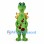 Dragon Mascot Costume in Green with Gold Spines and Red Belly Spots