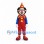 Clown Mascot Costume with Red Overalls and Yellow Polka Dots