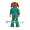 Dog Nurse Mascot Costume with Teal Scrubs