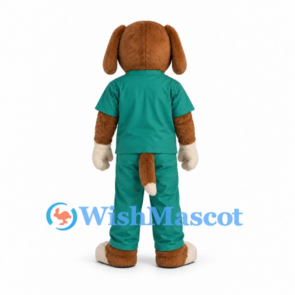 Dog Nurse Mascot Costume with Teal Scrubs
