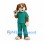 Dog Nurse Mascot Costume with Teal Scrubs