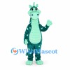Dragon Mascot Costume in Teal with Pale Green Belly and Spots