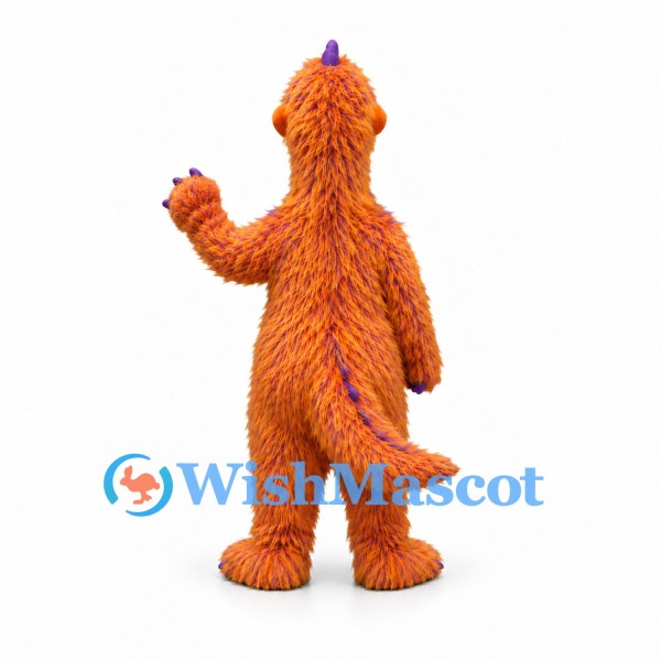 Dragon Mascot Costume in Orange with Purple Horns