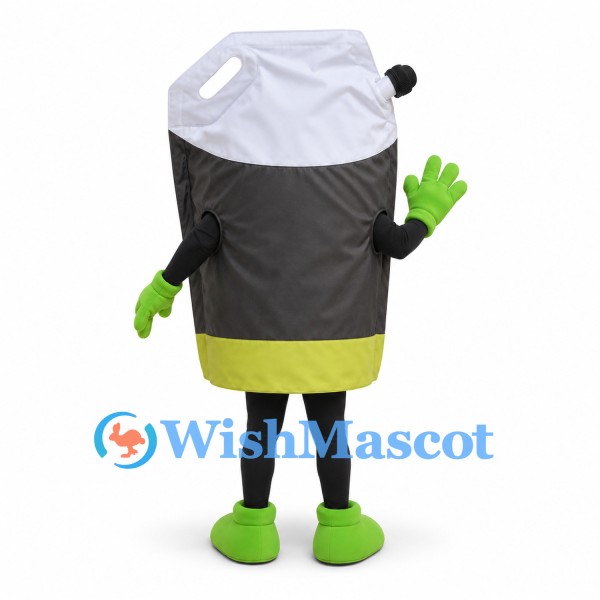 Battery Mascot Costume in Black and Silver with Green Limbs