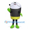 Battery Mascot Costume in Black and Silver with Green Limbs