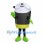 Battery Mascot Costume in Black and Silver with Green Limbs