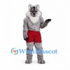 Wolf Mascot Costume in Gray with Red Shorts