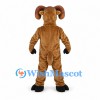 Ram Mascot Costume in Tan with Curled Horns and White Belly