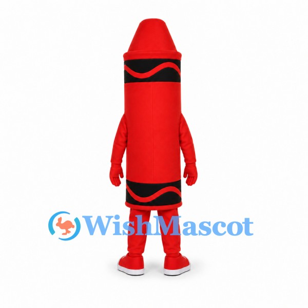 Crayon Mascot Costume in Red with Black Bands