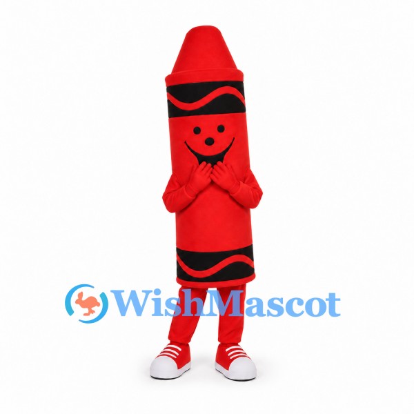 Crayon Mascot Costume in Red with Black Bands