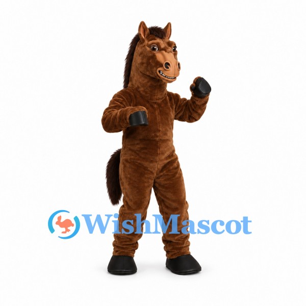 Horse Mascot Costume in Brown with Dark Mane