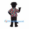 Black Panther Mascot Costume with Colorful Floral Shirt