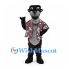 Black Panther Mascot Costume with Colorful Floral Shirt