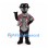 Black Panther Mascot Costume with Colorful Floral Shirt
