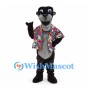 Black Panther Mascot Costume with Colorful Floral Shirt