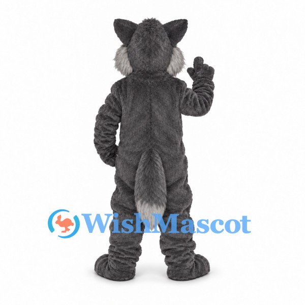 Wolf Mascot Costume in Gray with Toothy Mouth and Paw Pads