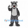 Wolf Mascot Costume in Gray with Toothy Mouth and Paw Pads