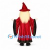 Wizard Mascot Costume with Red Robe and Long White Beard