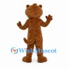 Brown Monster Mascot Costume with Round Eyes and Cream Belly