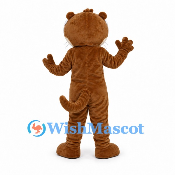 Brown Monster Mascot Costume with Round Eyes and Cream Belly