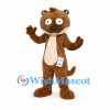Brown Monster Mascot Costume with Round Eyes and Cream Belly