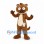 Brown Monster Mascot Costume with Round Eyes and Cream Belly