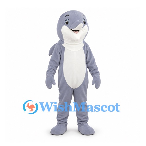 Dolphin Mascot Costume in Gray with White Belly
