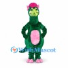 Dragon Mascot Costume in Green with Pink Hair and Belly