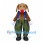 Dog Mascot Costume with Green Striped Pants and Blue Suspenders