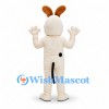 Dog Mascot Costume in Cream with Red Tongue and Brown Ears
