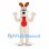 Dog Mascot Costume in Cream with Red Tongue and Brown Ears