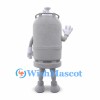 Gas Cylinder Mascot Costume in Gray with Smiling Face