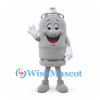 Gas Cylinder Mascot Costume in Gray with Smiling Face