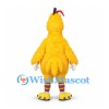 Chicken Mascot Costume in Yellow with Orange Beak and Striped Legs
