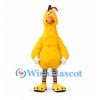 Chicken Mascot Costume in Yellow with Orange Beak and Striped Legs
