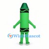 Crayon Mascot Costume in Green with Black Bands