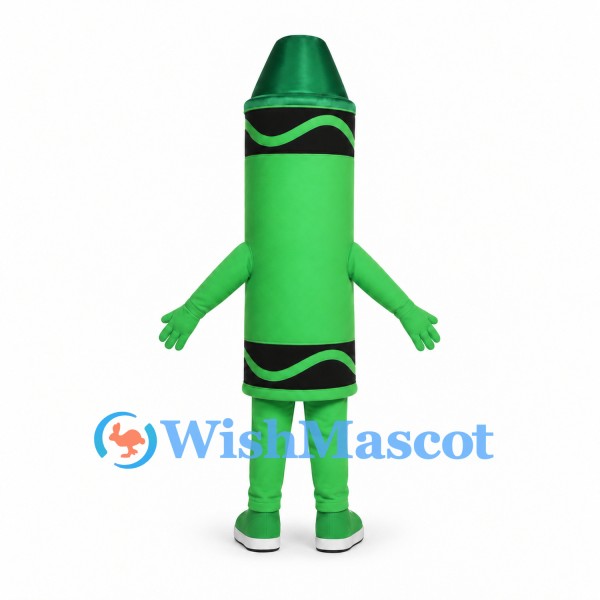 Crayon Mascot Costume in Green with Black Bands