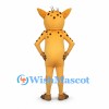 Monster Mascot Costume in Orange with Pointed Ears and Dark Spots