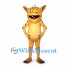 Monster Mascot Costume in Orange with Pointed Ears and Dark Spots