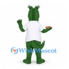 Crocodile Mascot Costume with White Lab Coat and Cream Belly
