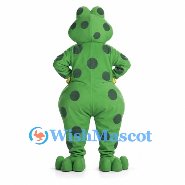 Frog Mascot Costume in Green with Yellow Belly and Dark Spots