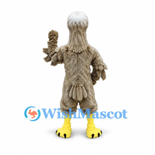 Eagle Mascot Costume in Gray Brown with Yellow Beak