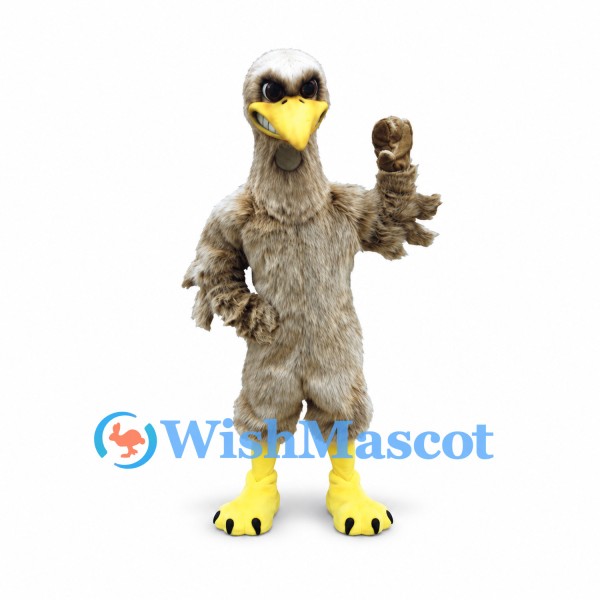 Eagle Mascot Costume in Gray Brown with Yellow Beak